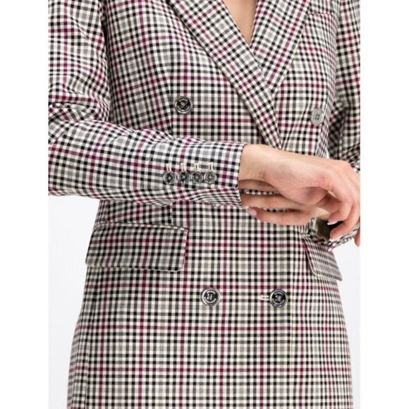 Michael Michael Kors Micro Plaid Structured Double Breasted Blazer 6 - Picture 2 of 13